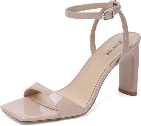 Reitoye Women's Heeled Sandals Square Open Toe Chunky Strappy Heels Shoes | Chunky Heel Flat Sandals,Unique Dress Heels,Adjustable Ankle Strap,All-Day Comfort Sole,Party Event Wedding Prom Heels Shoes in Saudi Arabia