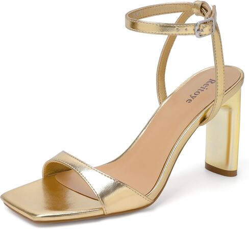 Reitoye Womens Heels Square Open Toe Chunky High Heels Strappy Ankle Strap Heeled Sandals for Women Dress Party Wedding in Kuwait