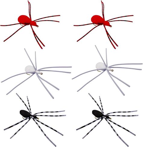 Thor Outdoor Foam Spider Fly Fishing Set – Black w/Green Legs, 6 Pc, Hook Size #14 - Topwater Dry Flies for Bass, Panfish, and Trout in Kuwait