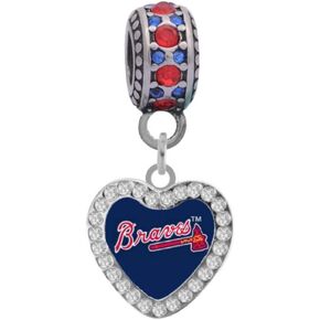 Atlanta Braves Crystal Heart Charm Compatible With Pandora Style Bracelets. Can also be worn as a necklace. in Kuwait