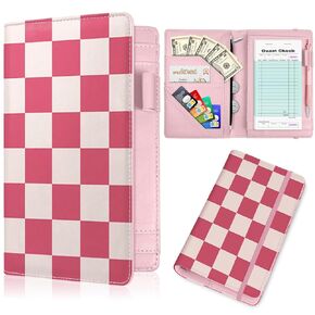 Pink Server Book, Fits Waitress Server Apron, Receipt Holder, Guest Book Perfectly,Waitress Server Accessories, Compact Organizer with Zipper Pocket (Hibiscus) in Kuwait