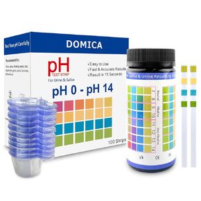 pH Test Strips for Urine Saliva 100 Ct with 100 Cups, (Range 0-14) 4 in 1 pH Testing Strips or Human Body Alkaline Acid, Orak pH, Water pH, Fast 15-Second Results Home Pee Test in Kuwait