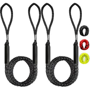 إكسسوارات القوارب قطعتان بطول 5 أقدام من خطوط القوارب المطاطية الفاخرة بطول 30 سم حلقة ممتدة للرسو لدراجات Jet Ski، SeaDoo، Yamaha WaveRunner Dinghy Pontoon، هدايا القوارب (أسود) in Kuwait