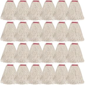 ممسحة أرضية من ماثيو 20oz 24 قطعة من القطن، سلسلة مفتوحة من القطن، عبوات سلسلة شديدة التحمل، مزيج عصابة رأس عالمية، استبدال رأس الممسحة للاستخدام المنزلي والصناعي والتجاري (أبيض) in Kuwait