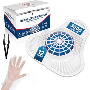 The ULTIMATE Urinal Cakes for Men Bathroom, Up to 3000 Flushes,12 Pack Urinal Screen Deodorizers, Ocean Breeze, Splash-Free Design, Fits All Urinals, Urinal Deodorizer, Gloves & Tongs included in Kuwait