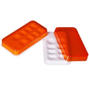 2PCS Dental Palette with Cover 8 Slot Dental Shading Box Orange Ultraviolet Shield Cover for Mixing Resin,Oil Paint,Watercolor Paint,Toner in Kuwait