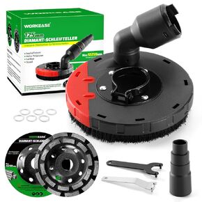 WORKEASE Grinding Dust Shroud for Angle Grinder 4.5-5 inch, 2 PCS 5 inch Diamond Cup Wheels & 360° Detachable Connector, Universal Surface Grinder Dust Shroud for Concrete, Cement, Marble, Granite in Kuwait