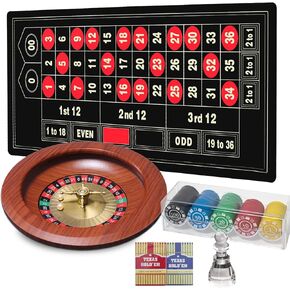 مجموعة ألعاب عجلة الروليت مقاس 12 بوصة، وطاولة الروليت وعجلة، وعجلة الروليت الخشبية مقاس 12 بوصة، وبساط الروليت المطاطي مقاس 47 بوصة × 24 بوصة، و100 قطعة زر لتوزيع رقائق الروليت، وطابقين من لعبة البوكر، وحفلة ليلية لألعاب الكازينو للبالغين in Kuwait