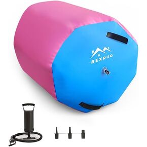 Gymnastics Air Barrel Roller, Inflatable Tumbling Roller Air Mat, Ergonomic Yoga Training Equipment, Barrel Trainer with Pump for Backhandspring, Cheerleading, Home, Gym & Yoga Practice-Multiple Sizes 2.6FT–3.5FT Length in Saudi Arabia