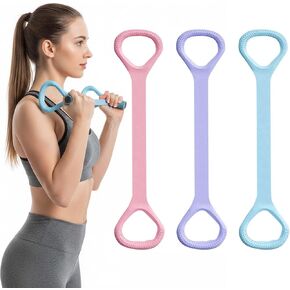 أربطة تمرين الشكل 8 للنساء والرجال، 3 قطع من أربطة المقاومة، حبل سحب للياقة البدنية واليوجا 8 كلمات مرنة للتمرين والذراع والظهر والساق والكتف وحبال مرنة لتدريب البيلاتيس ومعدات التمرين المنزلية in Kuwait