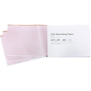 ورق تسجيل ECG، ورق حراري شبكي أحمر، 8.27 بوصة × 138 قدم، 200 قطعة، متوافق مع The Schiller at-2، (عبوة واحدة) in Kuwait