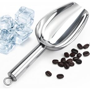 6 Oz Upgraded & Thickened Stainless Steel Ice Scoop, Kitchen Scooper for Ice Maker, Freezer, Bucket, Bar, Wedding, Pet Food - Sturdy, Rust-Resistant, Dishwasher-Safe in Kuwait