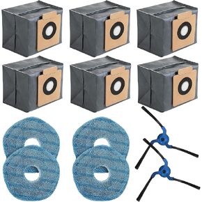 12 Pack Replacement Parts for eufy Robot Vacuum : 6 Dust Bags, 2 Side Brushes & 4 Mop Pads, Compatible with X10 Pro Omni Self-Empty Station Model in Kuwait