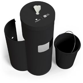 موزع مناديل مبللة باللون الأسود غير اللامع من Wipex مع سلة المهملات: منفذ من الفولاذ المتين والسيليكون الفاخر، حامل أرضي لمناديل الصالة الرياضية - يناسب بكرات إعادة التعبئة المطهرة، مثالي للمدارس واللياقة البدنية والمرافق العامة in Kuwait