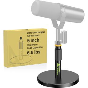 Short Mic Stand Desk, Ultra Low 5 Inch Adjustable, 6.6lbs Load Capacity, All-Metal Desktop Microphone Stand Table for Shure SM7B SM7dB MV7+ MV7X MV6, Fifine Yeti Rode PodMic MAONO in Kuwait