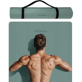 سجادة يوجا عريضة وسميكة للغاية مقاس 8 مم، سجادة تمرين كبيرة غير قابلة للانزلاق مقاس 72 بوصة × 31.5 بوصة، مادة POE ممتازة للتبطين والثبات الفائقين، مع حزام لصالة الألعاب الرياضية المنزلية والبيلاتس in Kuwait