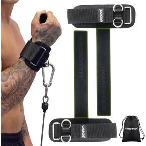 أحزمة رفع الأثقال مع حلقة على شكل حرف D، أحزمة معصم رياضية للرجال، تناسب تمرين آلة الكابل، جلد نايلون أسود/جلد البقر الفاخر، طويل جدًا وسميك للغاية، قبضة معززة، رفع الأثقال in Kuwait