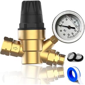 قيمة منظم ضغط المياه RV للتخييم RV وخياط السفر، منظم ضغط مياه نحاسي خالٍ من الرصاص مع مقياس ومقبض تعديل المقبض، والمرشحات in Kuwait