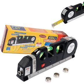 Laser Level Line Tool, Standard Cross Line Laser Leveler Beam Tool with Metric Rulers 8ft/2.5M, Multipurpose Laser Level Kit for Flooring & Tile Installation in Kuwait