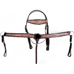 مجموعة Hulara من الجلد البرتقالي المحبب العلوي واللجام الغربي وطوق الصدر، مجموعة تثبيت الرأس وياقة الصدر الغربية، طوق صدر الحصان، مجموعات اللجام الغربي، حامل رأس الحصان وطوق الثدي in Kuwait