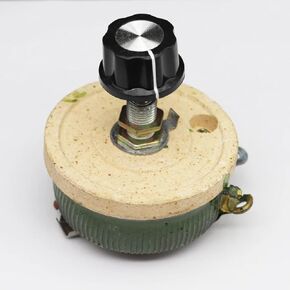 Wirewound Ceramic Variable Resistor, 25W 50W Adjustable Disk Rheostat, High Power Taper Pot with Black Knob (5R Ohm Power-50W) in Kuwait