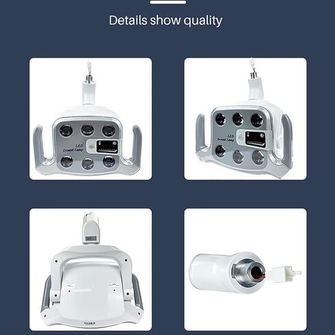 مصباح أسنان بدون ظل، مصباح أسنان مثبت على السقف مع 6 مصابيح LED، يناسب منفذ 22/26 مم ودرجة حرارة اللون 3500-5500 كلفن قابلة للتعديل، 3 محاور مرنة للحركة، لكرسي الأسنان، قسم الجراحة in Kuwait