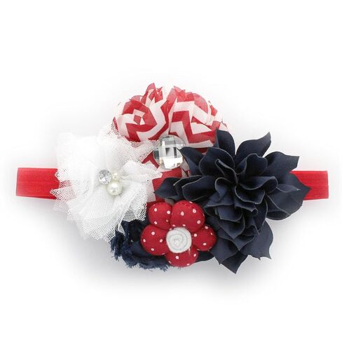 My Lello Headband Shabby Fabric Flower Cluster Baby - Infant - Toddler - Girl Stretchy Elastic Mineral Ice in Kuwait