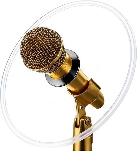 10.5 بوصة - حزمة واحدة من درع عاكس للميكروفون من الأكريليك المقاوم للكسر مع شريط حماية الحواف وحلقة مطاطية قابلة للتعديل - مناسبة عالميًا لميكروفونات XLR - البوق والترومبون والساكسفون والغناء | استخدام المنزل والمسرح in Kuwait