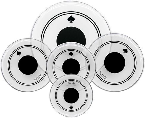 مجموعة رؤوس طبلة معززة مكونة من 5 قطع - 10-22 بوصة مع نقطة سوداء لمقاومة الانبعاج وصوت جهير أعمق، ومتانة مزدوجة، ودفء معزز، و10 مل PET + رقعة 0.28 مم للمجموعات القياسية in Kuwait