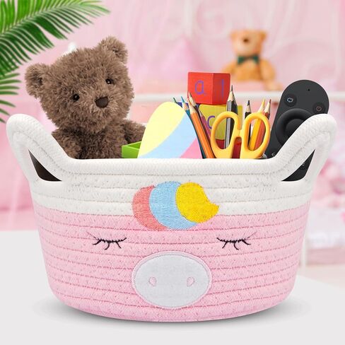 2 PCS سلال حيوانية ، سلة تخزين حبل القطن المنسوجة من البقر ، سلة ألعاب كبيرة وصغيرة مع مقبض ، منظم سلة الغسيل للملابس ، المناشف ، البطانية ، الألعاب ، الهدايا ، دش الطفل ، تخزين ألعاب الحيوانات الأليفة in Kuwait
