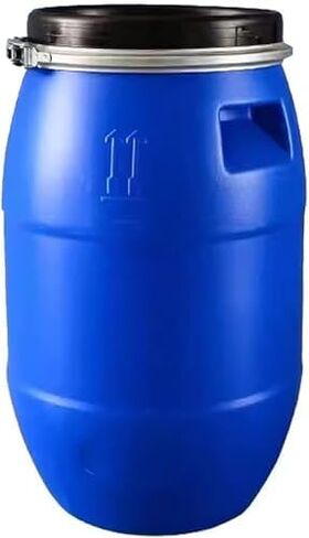 Food Grade Large Blue Plastic Storage Barrel Drum with Lid, Open Top Keg for Shipping, Airtight Industrial Container with Latch Ring, 55 Gallon Capacity in Saudi Arabia