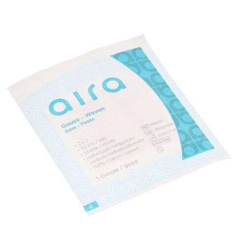 Aira 100231 ضمادات شاش منسوجة 2 × 2 معقمة 12 طبقة 100/Bx in Kuwait
