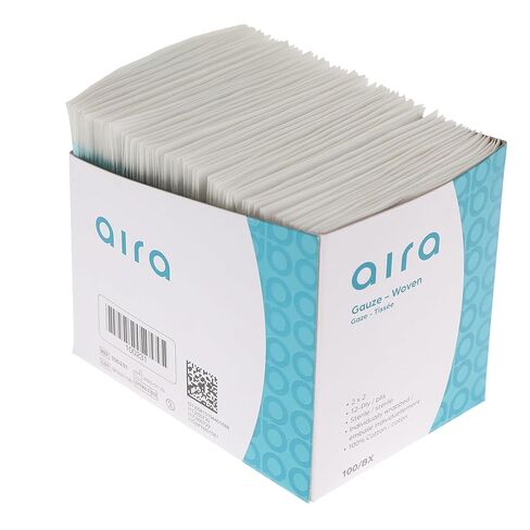 Aira 100231 ضمادات شاش منسوجة 2 × 2 معقمة 12 طبقة 100/Bx in Kuwait