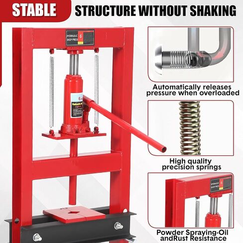 6 Ton Hydraulic Press, Heavy-Duty Shop Press, Adjustable Garage Floor Shop Bearing Press with Stamping Plates for Garage Bending, Straightening & Stamping in Saudi Arabia