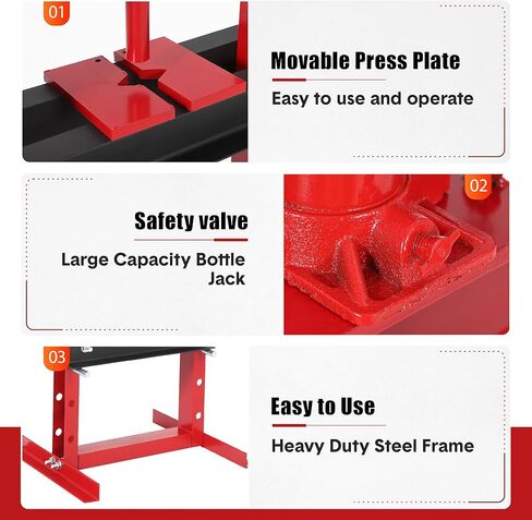 6 Ton Hydraulic Press, Heavy-Duty Shop Press, Adjustable Garage Floor Shop Bearing Press with Stamping Plates for Garage Bending, Straightening & Stamping in Saudi Arabia