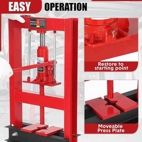 6 Ton Hydraulic Press, Heavy-Duty Shop Press, Adjustable Garage Floor Shop Bearing Press with Stamping Plates for Garage Bending, Straightening & Stamping in Saudi Arabia