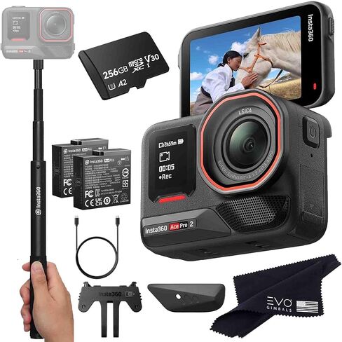 Insta360 Ace Pro 2 Basic Bundle- 8K Waterproof Action Camera Co-Engineered with Leica, Flagship 1/1.3" Sensor, 8K30, 4K60fps, Active HDR, 2.5" Flip Screen|Includes Invisible Selfie Stick (1TB) in Saudi Arabia