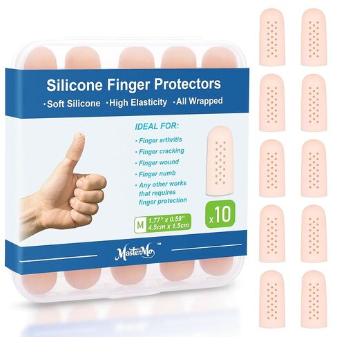 واقيات جل للأصابع مع فتحات هوائية، أغطية أصابع من السيليكون، أغطية وأغطية لحماية أطراف الأصابع، مثالية للزناد، والتهاب المفاصل، والتشقق، والبثور، والكالس، والأظافر وتخفيف الألم (عاري، متوسط، 10 قطع) in Kuwait
