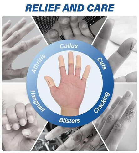 واقيات جل للأصابع مع فتحات هوائية، أغطية أصابع من السيليكون، أغطية وأغطية لحماية أطراف الأصابع، مثالية للزناد، والتهاب المفاصل، والتشقق، والبثور، والكالس، والأظافر وتخفيف الألم (عاري، متوسط، 10 قطع) in Kuwait