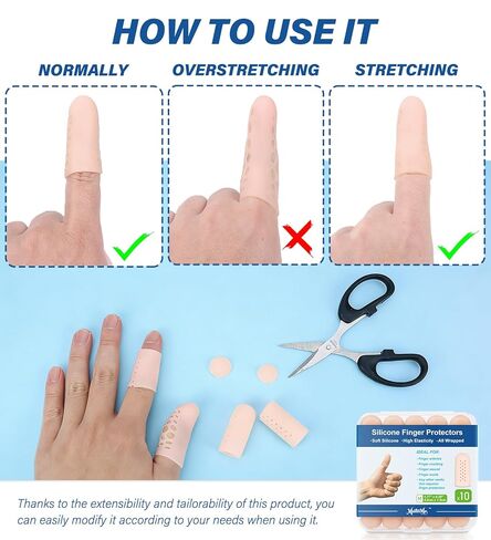 واقيات جل للأصابع مع فتحات هوائية، أغطية أصابع من السيليكون، أغطية وأغطية لحماية أطراف الأصابع، مثالية للزناد، والتهاب المفاصل، والتشقق، والبثور، والكالس، والأظافر وتخفيف الألم (عاري، متوسط، 10 قطع) in Kuwait
