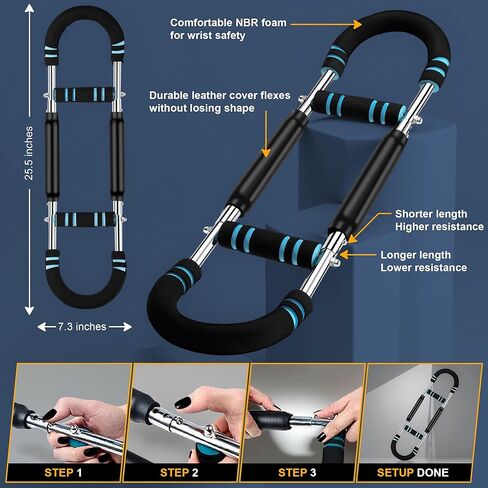 Twister Arm Exerciser Bar – Heavy Duty Adjustable Resistance (60-110 lbs) for Chest, Arms & Shoulders – Portable Home Fitness Equipment for Strength Training Anywhere in Saudi Arabia