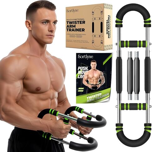 Twister Arm Trainer, Adjustable 12 Resistance Levels, 20-110 Lbs with 4-Springs, Twister Arm Workout Bar for Upper Body Exerciser and Chest Workout Equipment, Portable Home Gym Chest Trainer in Saudi Arabia
