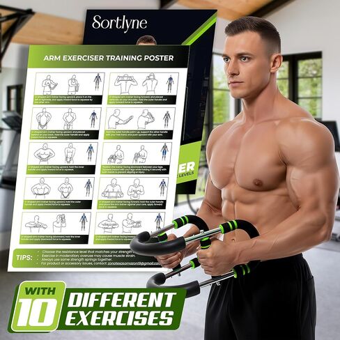 Twister Arm Trainer, Adjustable 12 Resistance Levels, 20-110 Lbs with 4-Springs, Twister Arm Workout Bar for Upper Body Exerciser and Chest Workout Equipment, Portable Home Gym Chest Trainer in Saudi Arabia
