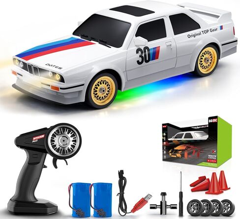 RC Drift Car 2.4GHz 1:16 مقياس 4WD 30km/H عالي السرعة مركبة سيارات التحكم عن بُعد مع مصابيح LED 2pcs بطاريات قابلة للشحن تنجرف إطارات السباقات الرياضية للسيارات للبالغين الأولاد فتيات الأطفال in Kuwait