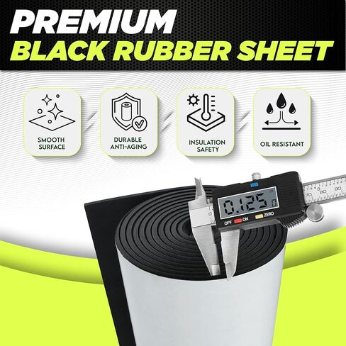 [1/8" Thickness] Solid Neoprene Rubber Sheet Roll 12IN x 24IN Long with Adhesive Backing (Including Utility Knife), Heavy Duty Self Rubber Seal Strips Roll for DIY Gaskets, Flooring, Seals in Kuwait