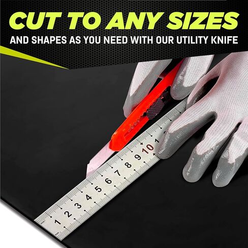 [1/8" Thickness] Solid Neoprene Rubber Sheet Roll 12IN x 24IN Long with Adhesive Backing (Including Utility Knife), Heavy Duty Self Rubber Seal Strips Roll for DIY Gaskets, Flooring, Seals in Kuwait