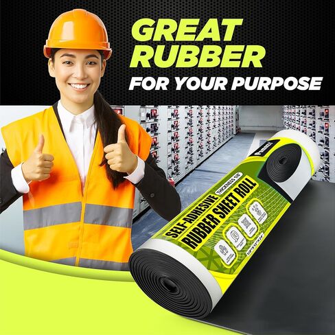 [1/8" Thickness] Solid Neoprene Rubber Sheet Roll 12IN x 24IN Long with Adhesive Backing (Including Utility Knife), Heavy Duty Self Rubber Seal Strips Roll for DIY Gaskets, Flooring, Seals in Kuwait