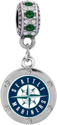 Seattle Baseball Round Charm-Compatible With Pandora Style Bracelets in Saudi Arabia