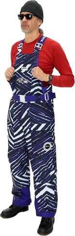 Zubaz NFL Men and Women's Zebra Striped Team Color Insulated Bib Overalls (Small - 3X-Large) in Saudi Arabia