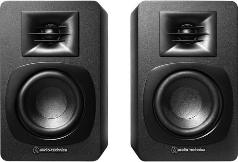 قرص دوار أوتوماتيكي بالكامل بحزام من Audio-Technica AT-LP70X-BG، حزمة سوداء/فضية مع مكبرات صوت على رف الكتب AT-SP3X وحزمة حماية لمدة 26 شهرًا من Deco Gear CPS (Beach-CPS- 26500) in Saudi Arabia